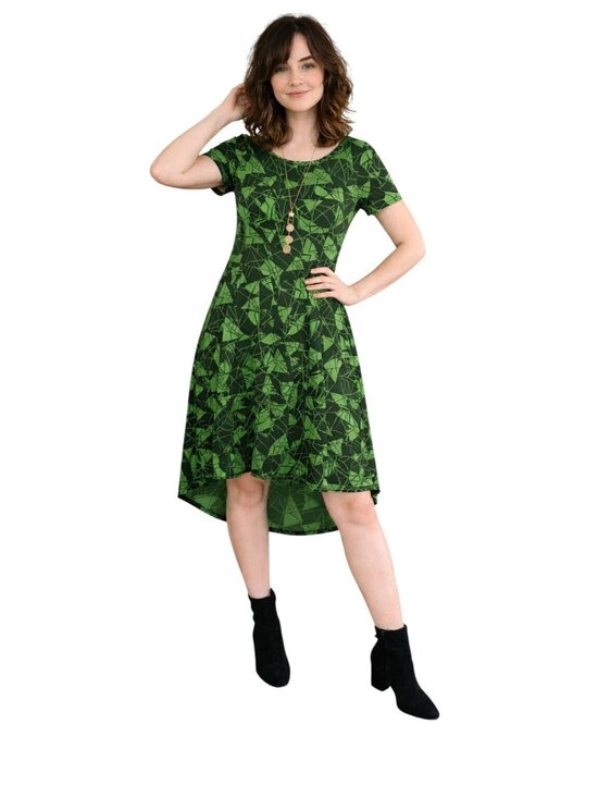 LuLaRoe Dresses & Skirts - Lularoe Carly Geometric Print Green & Black Short Sleeve Dress Small
